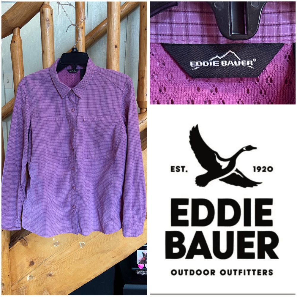 Eddie Bauer Women’s Purple Lavender Checkered Shirt